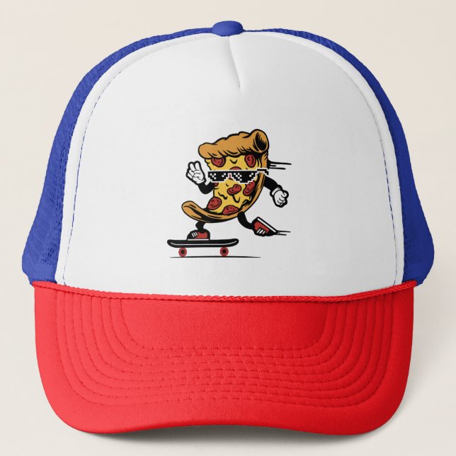 Casquette Livraison de pizza, Funny Pizza Skateboard (Devant)