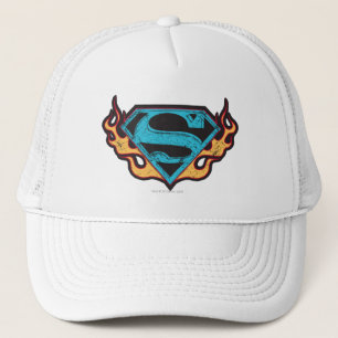 Casquette Logo bleu super fille avec flammes