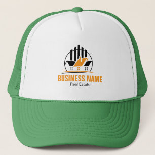Casquette Logo immobilier blanc orange professionnel