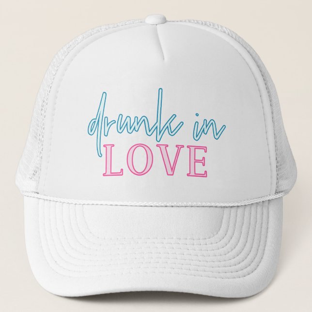 Casquette LOLA Neon Bleu Rose ivre En Amour Bachelorette (Devant)