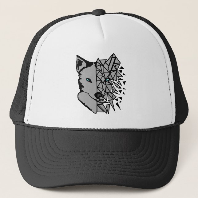 Casquette Loup gris géométrique (Devant)