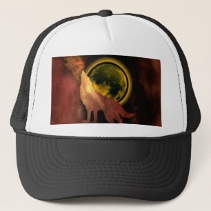 CASQUETTE LOUP HURLANT DANS LA GALAXIE LUNAIRE DE L'ESPACE