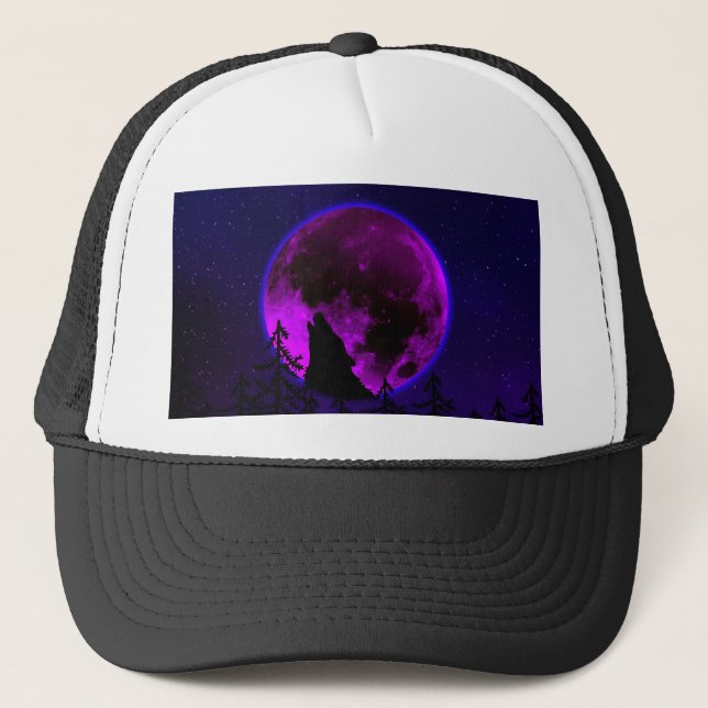 CASQUETTE LOUP HURLANT LUNE MAGENTA   (Devant)