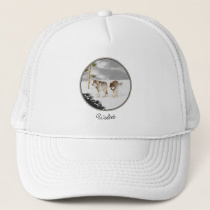Casquette Loups en peinture sur neige - Art original de la f