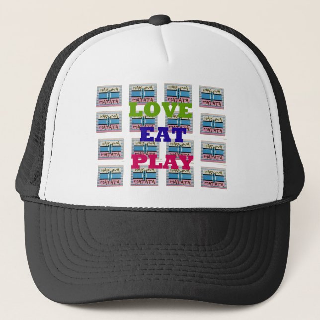 Casquette Love Eat Play Hakuna Matata Art Print (Devant)