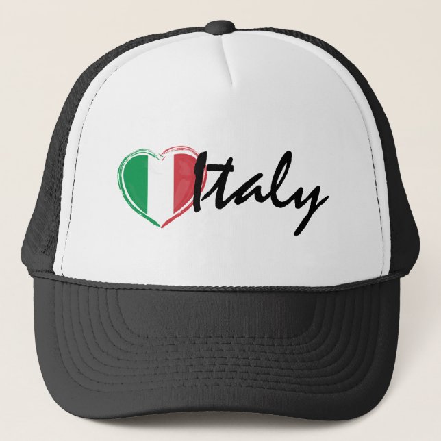Casquette Love Italie Italia Coeur Drapeau Trucker Chapeau (Devant)