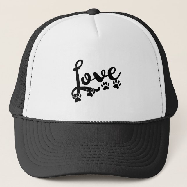 Casquette Love Typographie Avec Empreintes de pattes de chie (Devant)