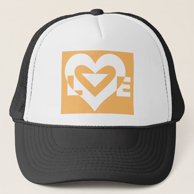Casquette Love White sur Orange (Devant)