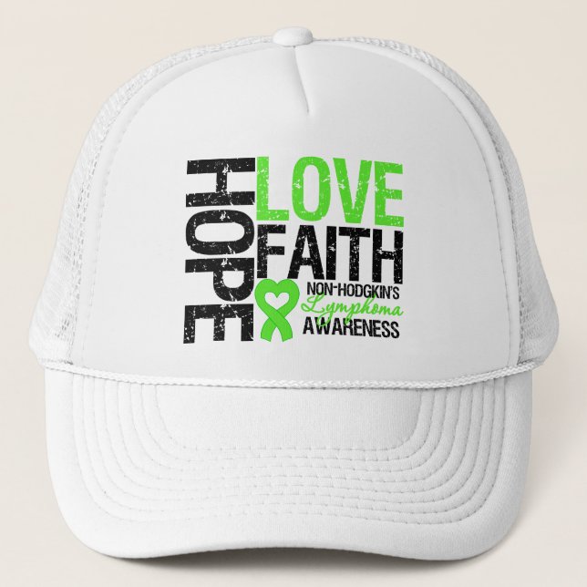 Casquette Lymphome de non-Hodgkin Hope Love Faith (Devant)