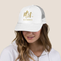 Madame et Nom Faux Gold Foil Trucker Chapeau