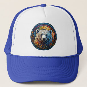 Casquette Magnifique œuvre d'art en verre teinté d'ours pola
