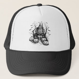 Casquette Maison hantée Halloween noir et blanc