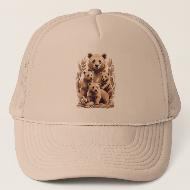 Casquette Mama Bear Et Ses Cubs - L'Amour Sauvage (Devant)