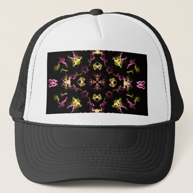 Casquette Mandala rose et jaune éblouissant (Devant)