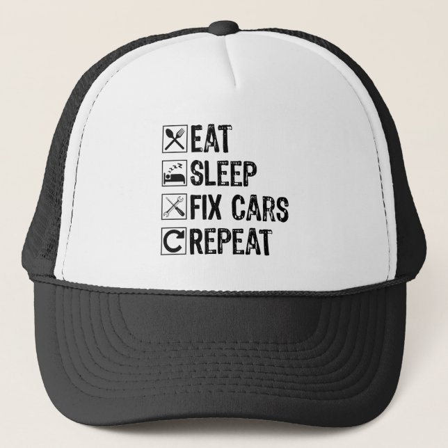 Casquette Mangez le sommeil Fixer les voitures Répéter le Co (Devant)