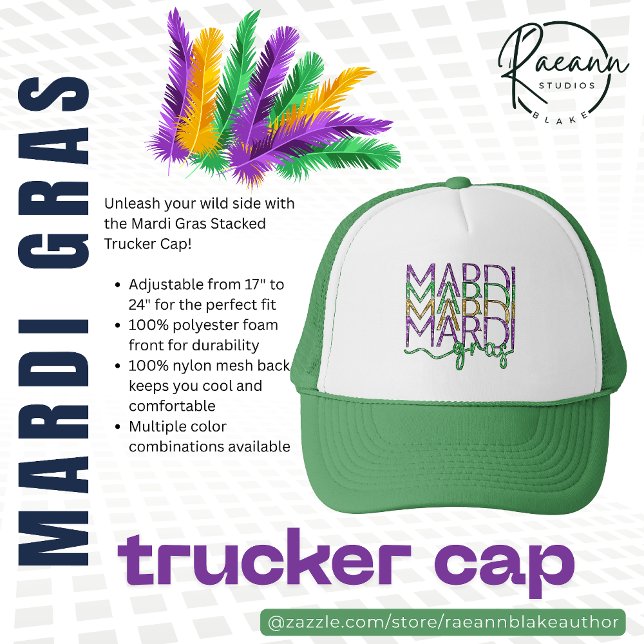 Casquette Mardi Gras Stacked Trucker Cap (Créateur téléchargé)