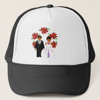 Casquette Mariage de Noël Couple en noir rond Wreath I