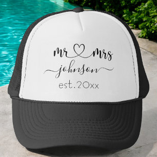 Casquette Mariage Fiançailles Coeur M. Mme Nom personnalisé