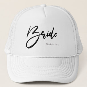 Casquette Mariée Chic Black Typographie Personnalisée Blanc