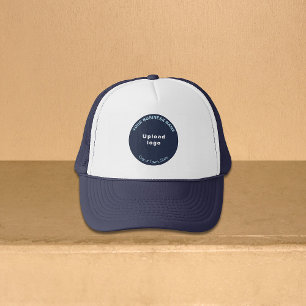 Casquette Marque d'affaires en forme ronde sur bleu et blanc