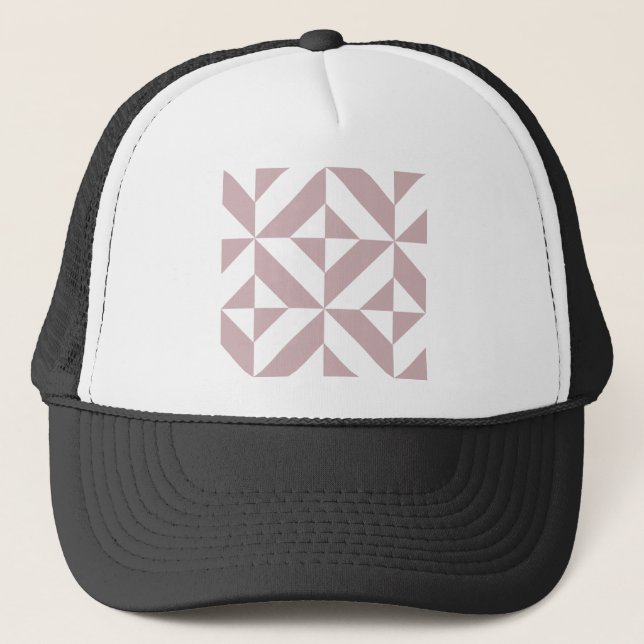 Casquette Medium Mauve Geometric Deco Cube Pattern (Devant)