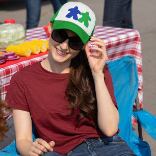 Casquette Meeples en amour, chapeau de camion bleu et vert
