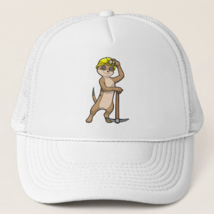 Casquette Meerkat en tant que mineur avec Pickaxe