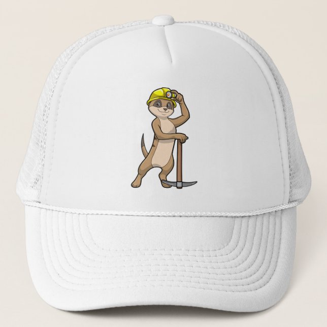 Casquette Meerkat en tant que mineur avec Pickaxe (Devant)