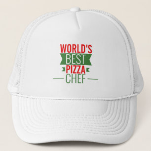 Casquette Meilleur chef    de pizza du monde : vert blanc ro