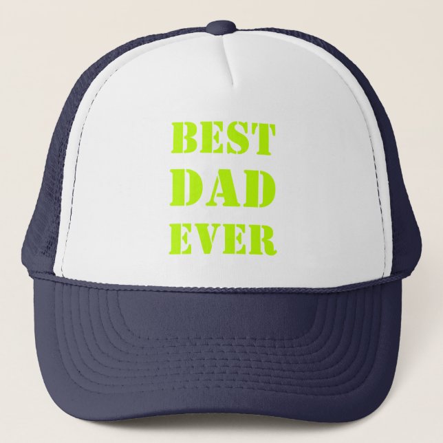 Casquette Meilleur papa jamais néon vert moderne typographie (Devant)