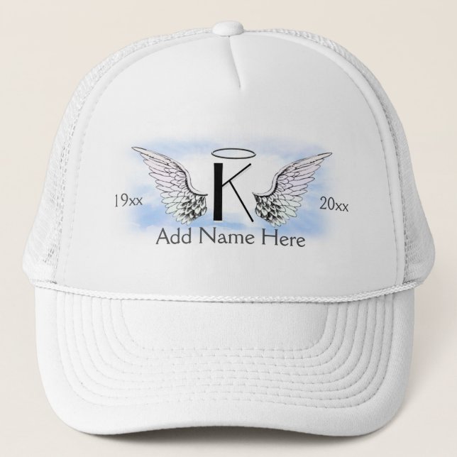 Casquette mémorial personnalisé avec ailes d'ange (Devant)
