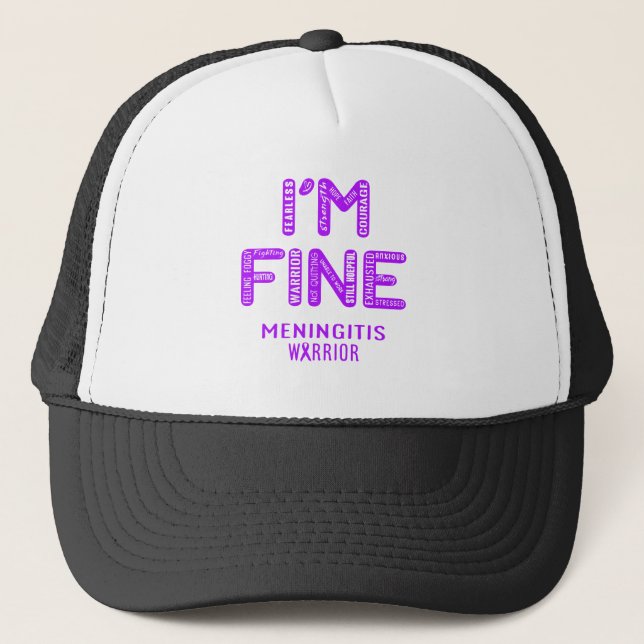 Casquette Méningite guerrière - JE SUIS FINE (Devant)
