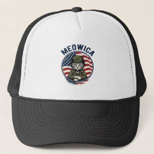 Casquette Meowica Chat Patriotique Chemise Gravure Vintage D