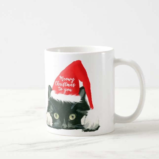casquette meowy de père Noël de tasse de chat de (Droite)
