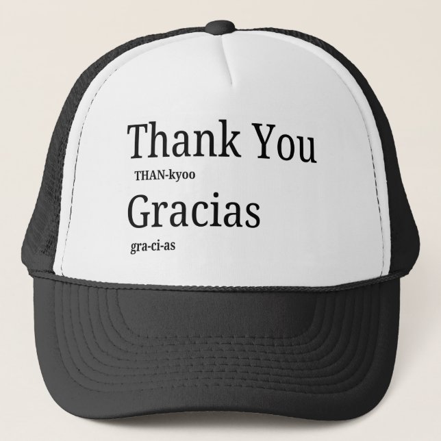 Casquette Merci Gracias Bilingue Apprendre l'anglais espagno (Devant)
