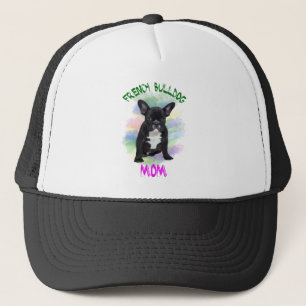 Casquette Mère Bouledogue Français Peinture à l'huile Aquare