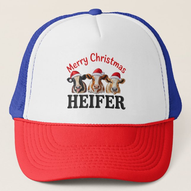 Casquette Merry Christmas Heifer Funny Cow Xmas Holiday (Devant)