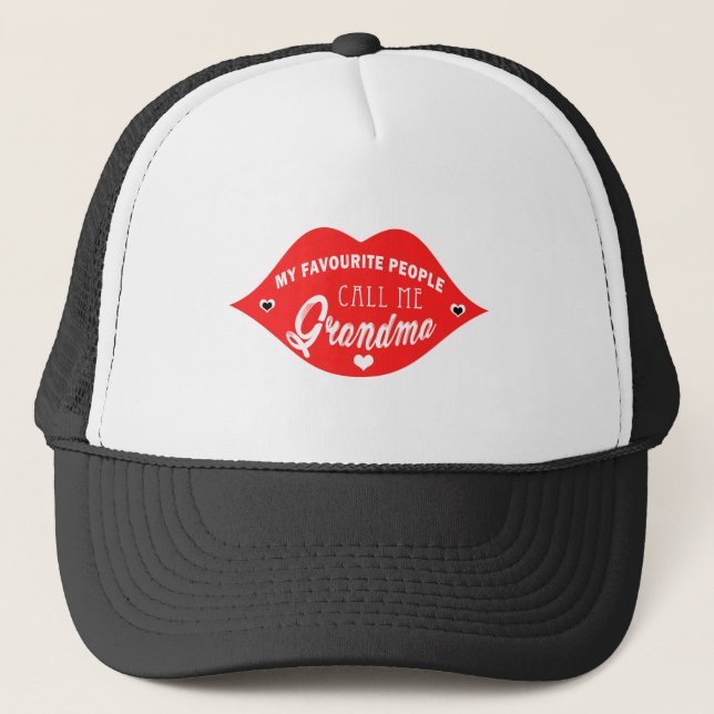 Casquette Mes gens préférés m'appellent grand-mère (rouge) (Devant)