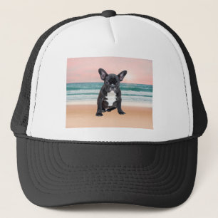Casquette Mignon Bouledogue Français Plage Soleil Eau
