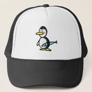 Casquette Mignon manchot tenant un poisson bleu