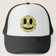 Mignonne Emoticon géométrique Emoji Jaune Joyeux V