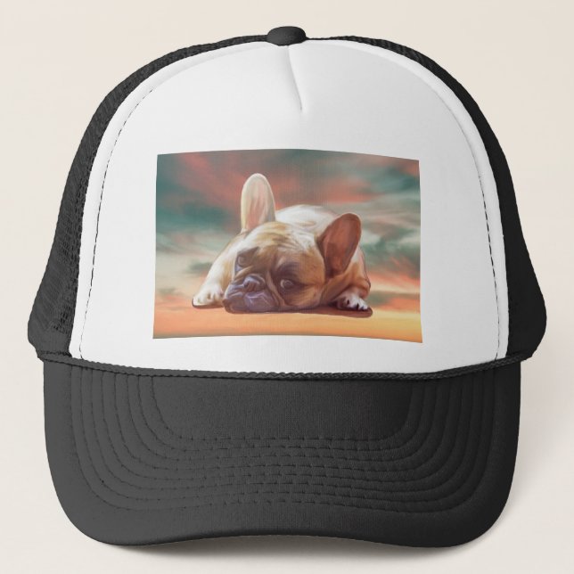 Casquette Mignonne French Bulldog Eau Couleur Art Peinture (Devant)
