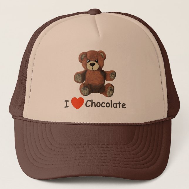 Casquette Mignonne I Coeur (Amour) Chocolat Teddy Ours (Devant)