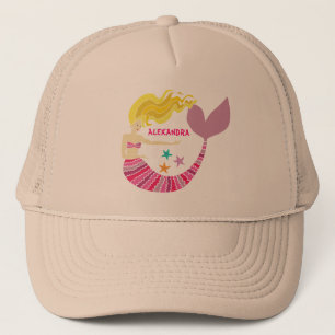 Casquette Mignonne Sirène Rose Sous Le Nom De La Mer