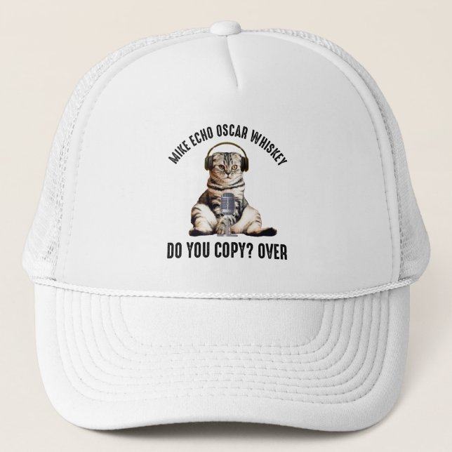 Casquette Mike Echo Oscar Whiskey Ham Radio Cat (Devant)