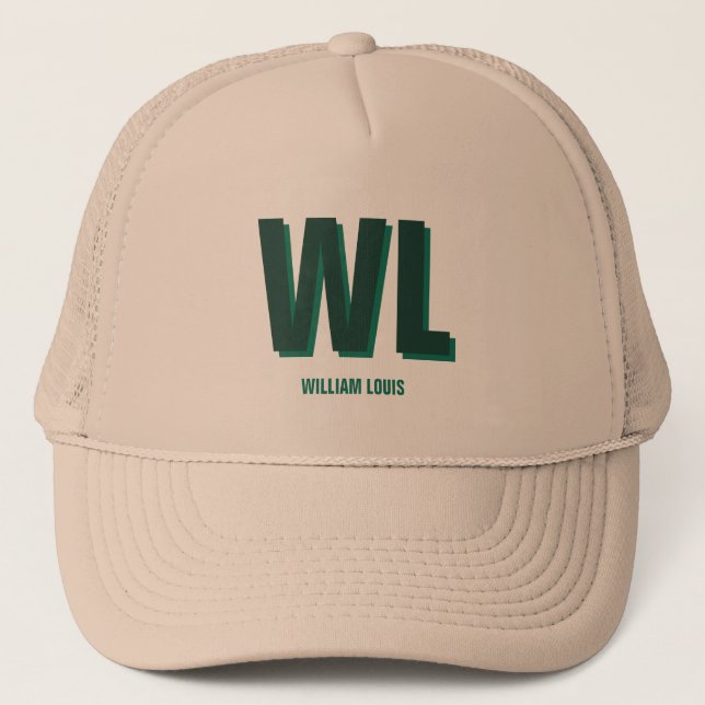 Casquette Minimalist Emerald Green Personalized Monogram  (Devant)