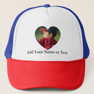Casquette Modèle de cœur avec texte de photo personnalisé