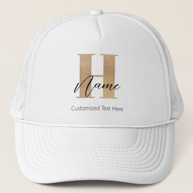 Casquette Moderne Monogramme Initiale H & Nom Personnalisé (Devant)