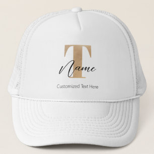 Casquette Moderne Monogramme Initiale T & Nom Personnalisé
