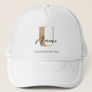 Casquette Moderne Monogramme Initiale U & Nom Personnalisé